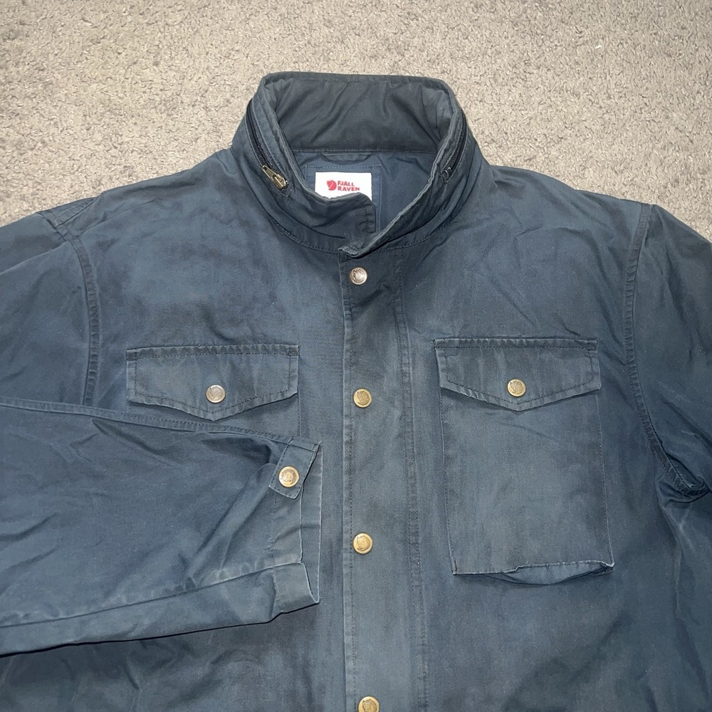 Fjallraven Raven Jacket Men Large Navy Blue G-1000 Packable Hood